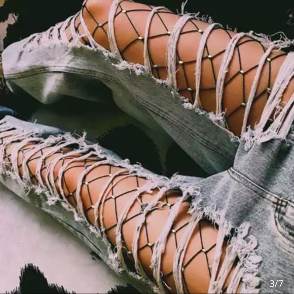 🎉Last One - New Arrival Sexy Rhinestone Fishnet Crystal Black Glitter Pantyhose - Picture 5 of 8